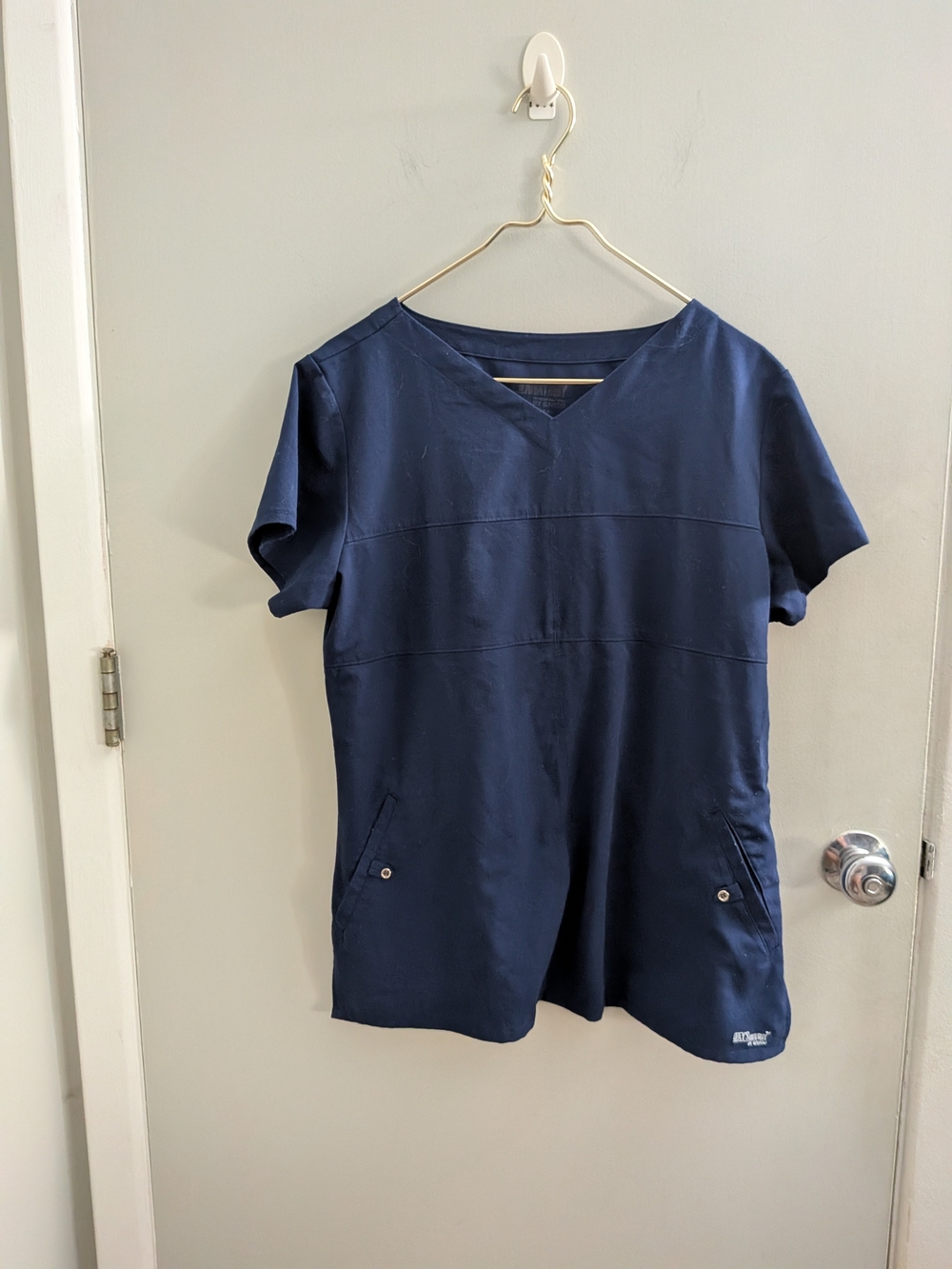 Navy Medical Scrub Top Grey's Anatomy Large Nurse Doctor CNA Hospital Office EUC